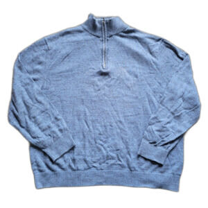 Nautica Sweater Mens 2XL XXL Quarter Zip Pullover Logo Outdoors Adult Blue